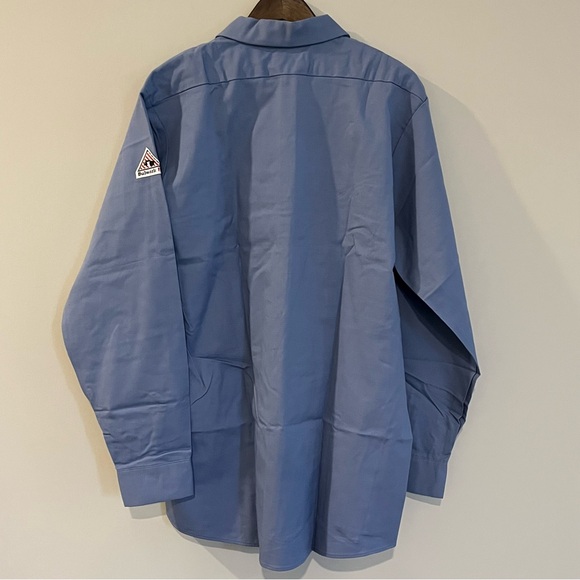 Bulwark FR Flame Resistant Shirt Men L Button Down Oil Gas Welding Blue NWOT - Picture 4 of 5